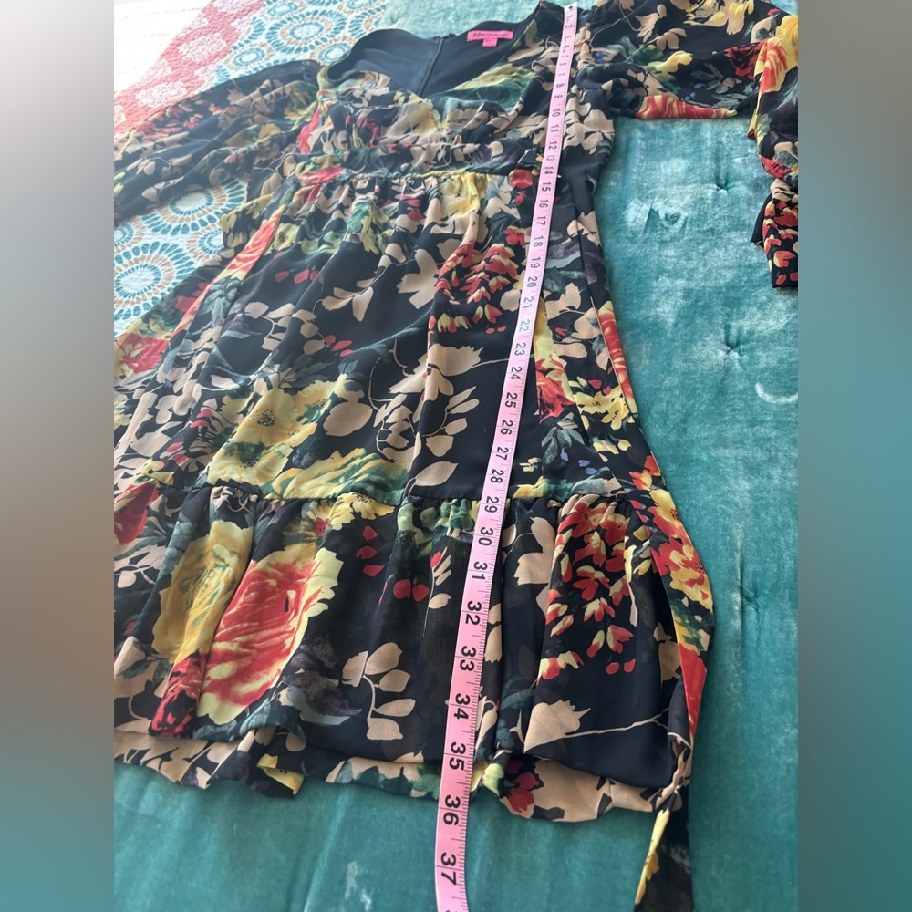 Betsey Johnson Black Floral Long Sleeve Dress - Picture 5 of 7